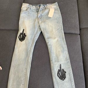 skeleton denim jeans slim fit
